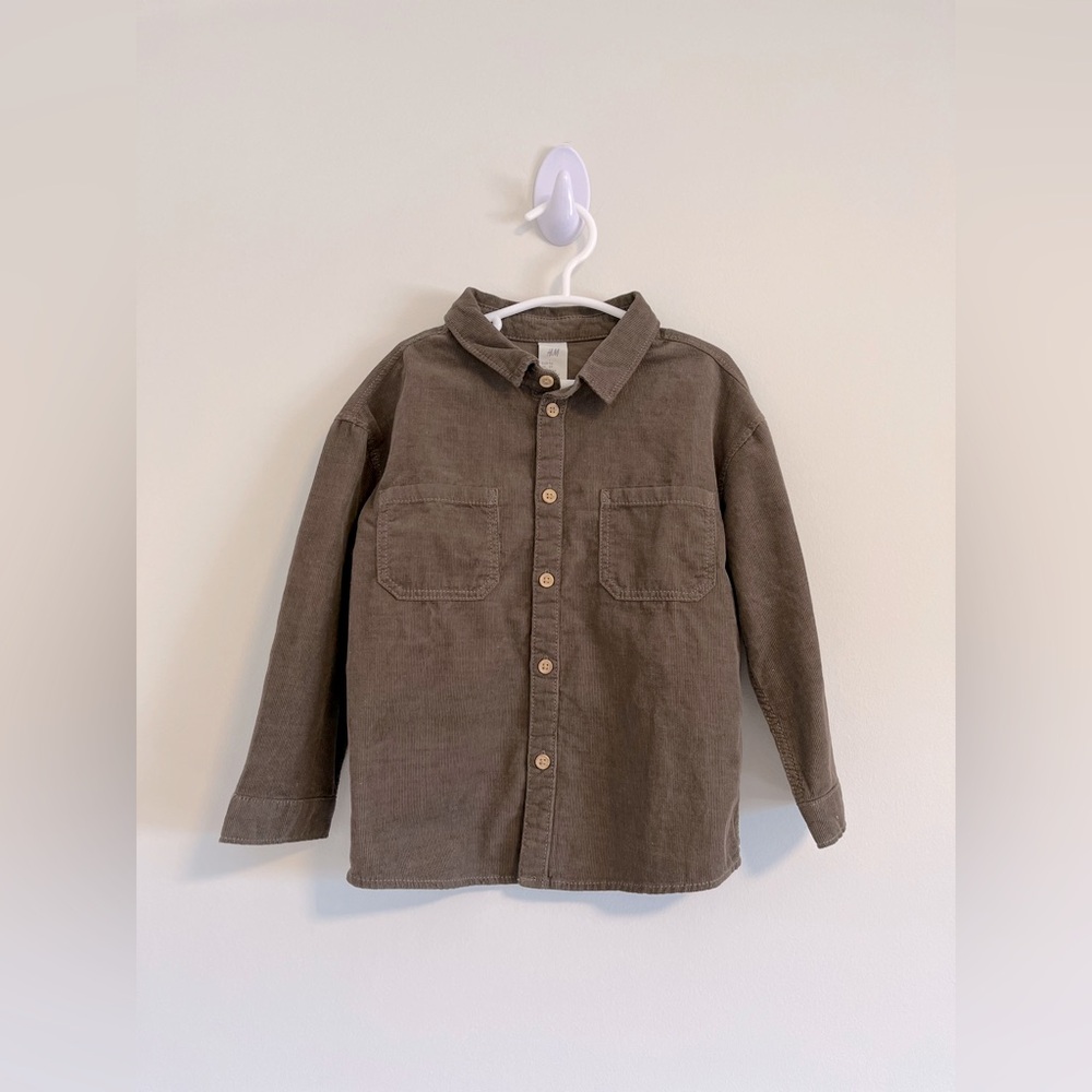 Corduroy neutral light ribbed shacket 100% cotton
